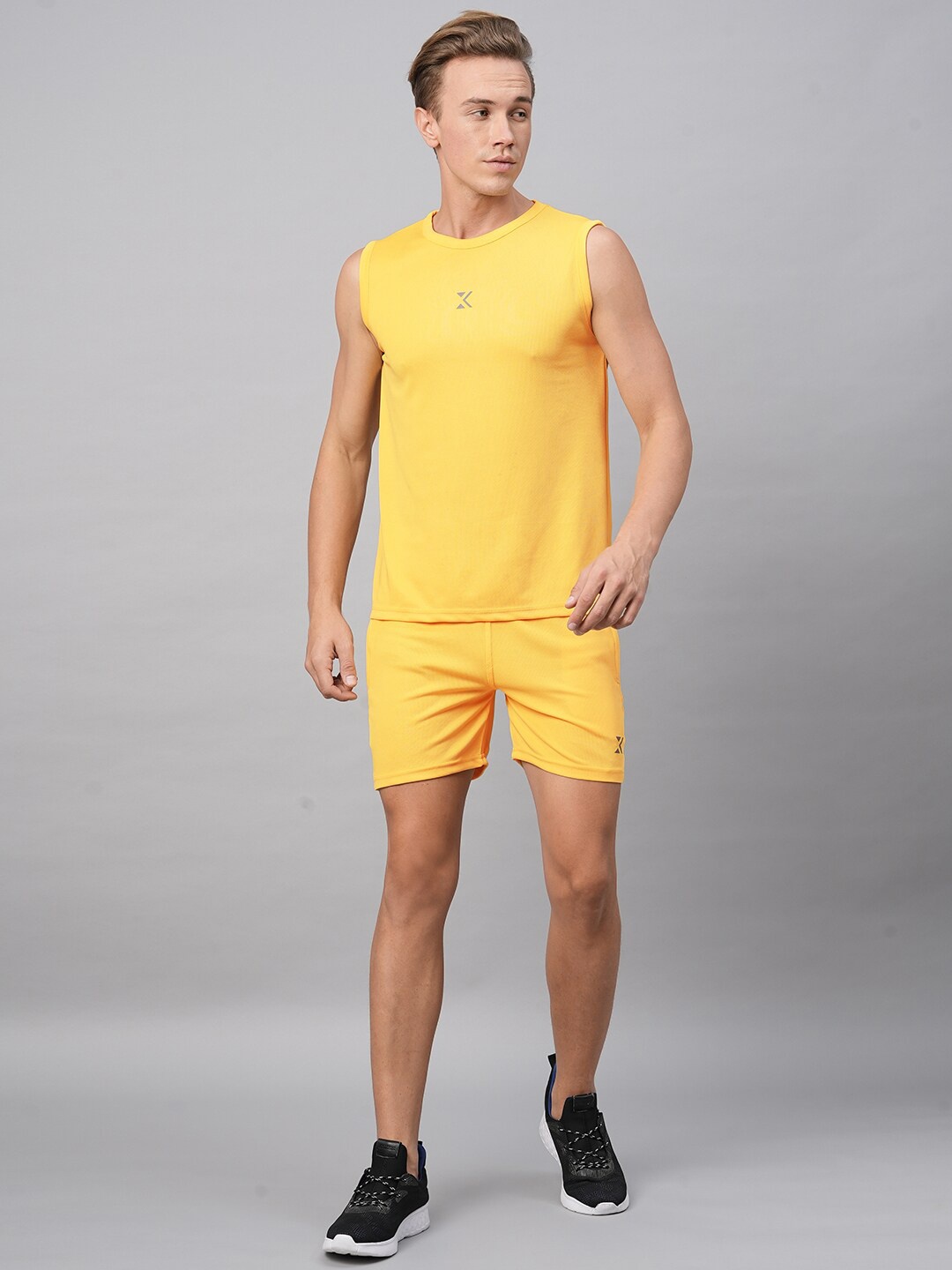 

KRAASA Men T-shirt & Shorts Co-Ords, Mustard