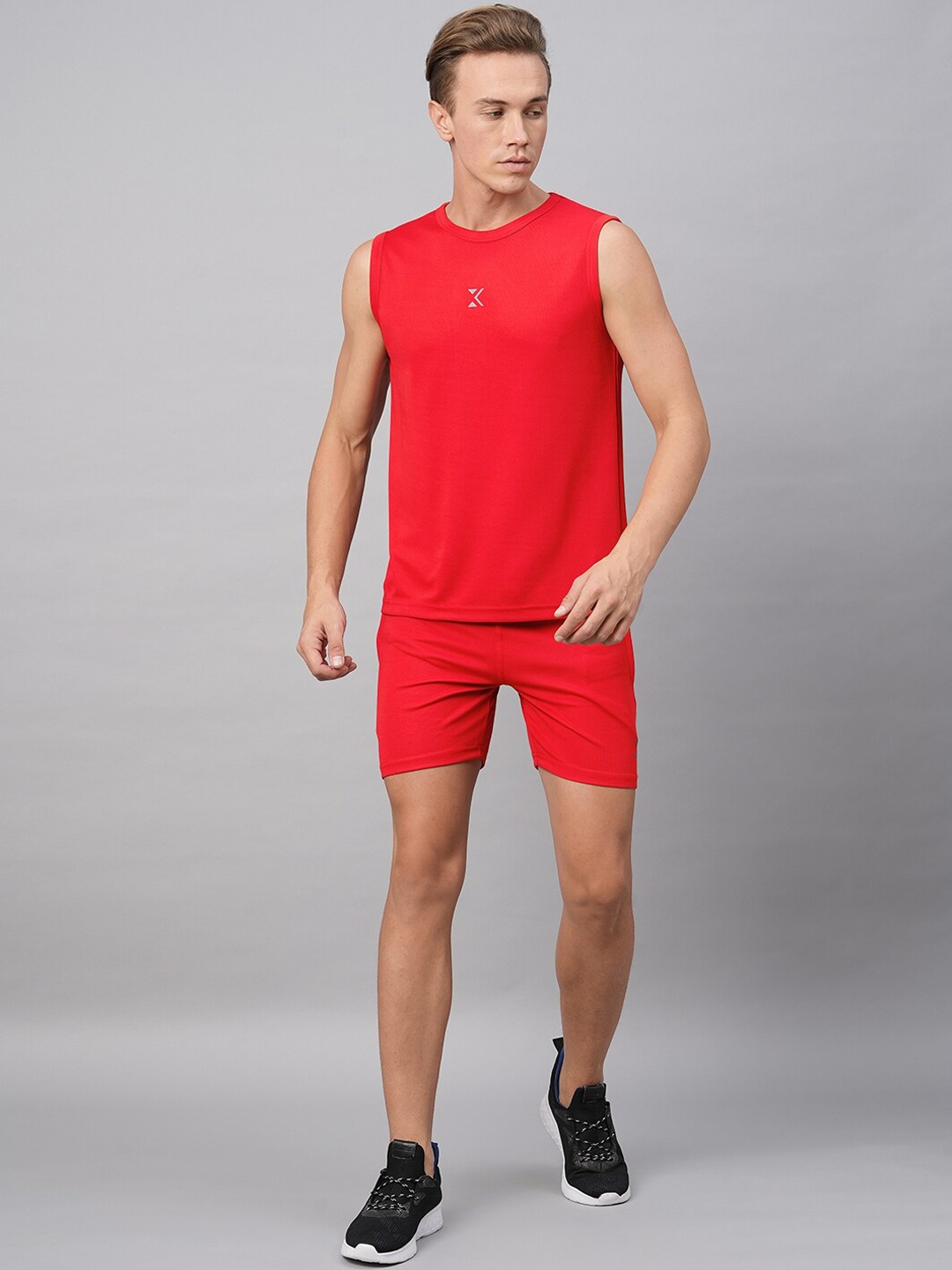 

KRAASA Sleeveless T-shirt With Shorts Sports Co-Ords Set, Red