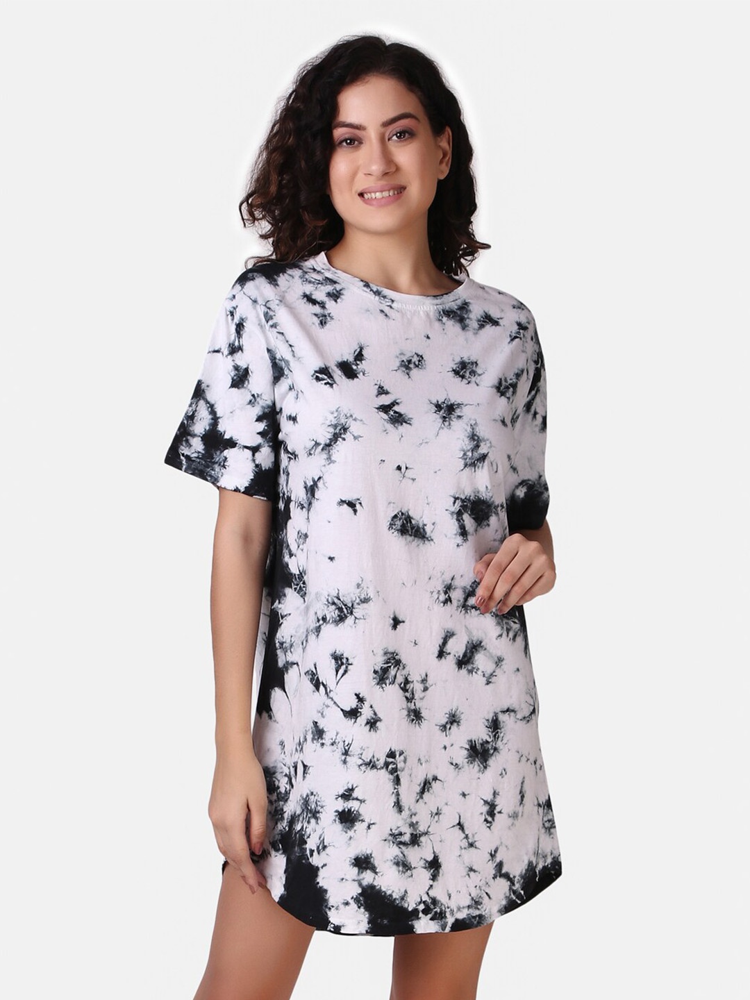 

Masha Black & White Tie & Dyed Pure Cotton Nightdress
