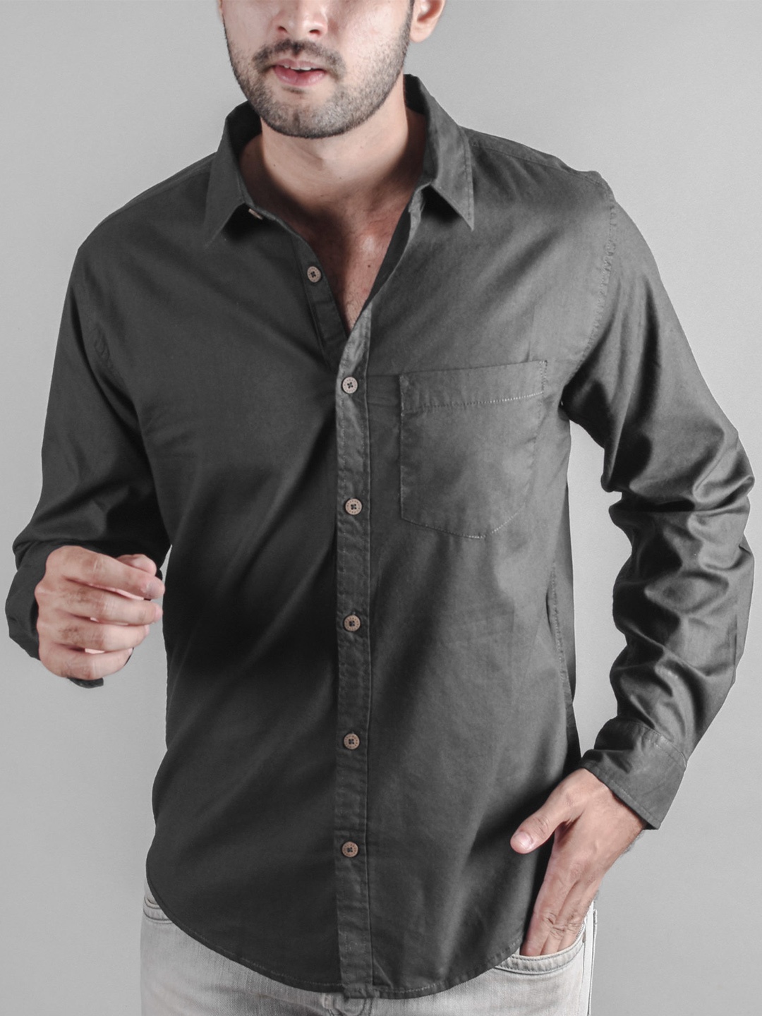 

BOMBAY TROOPER Comfort Cotton Casual Shirt, Grey