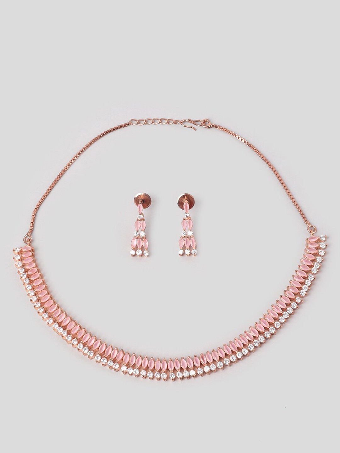 

phuljhadi Gold-Plated Stone-Studded Jewellery Set, Rose gold