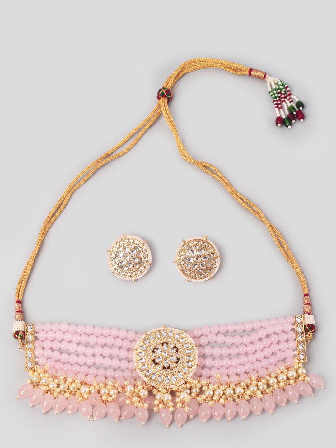 

phuljhadi Gold-Plated Stone-Studded Choker Jewellery Set