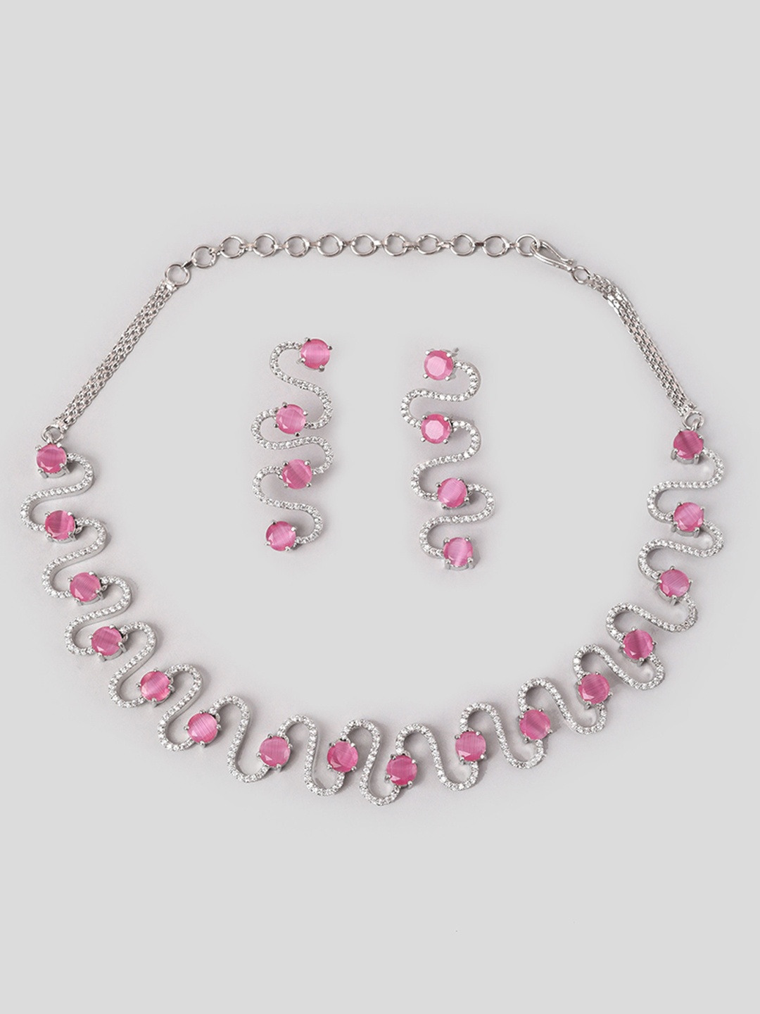 

phuljhadi Silver-plated AD-studded Jewellery Set
