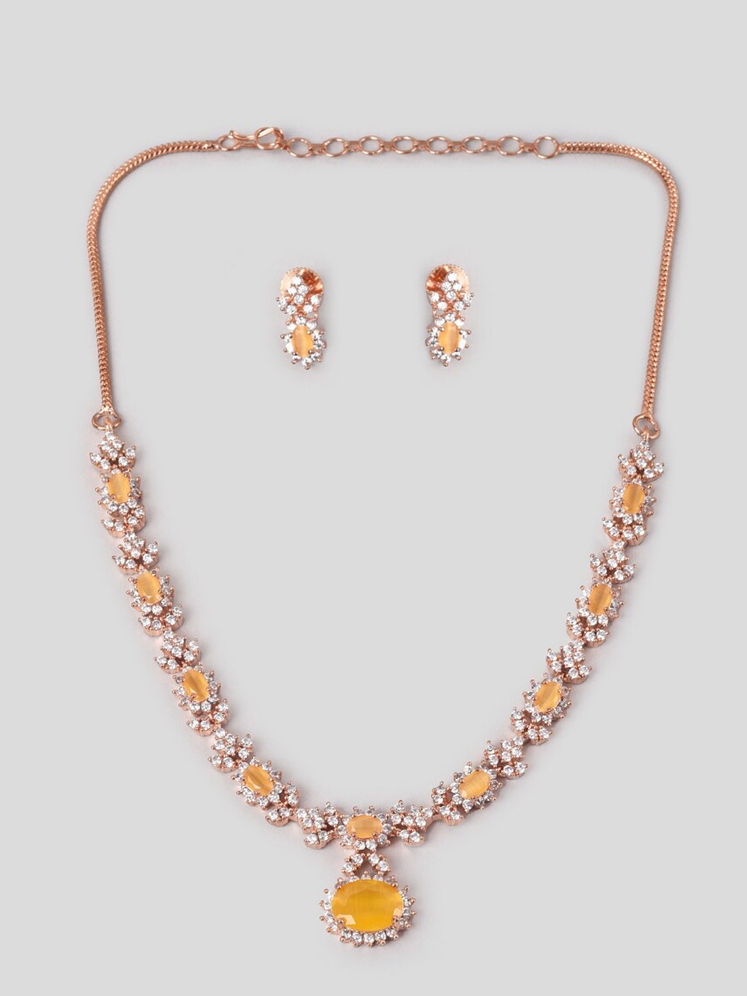 

phuljhadi Rose Gold-Plated Stone-Studded Jewellery Set