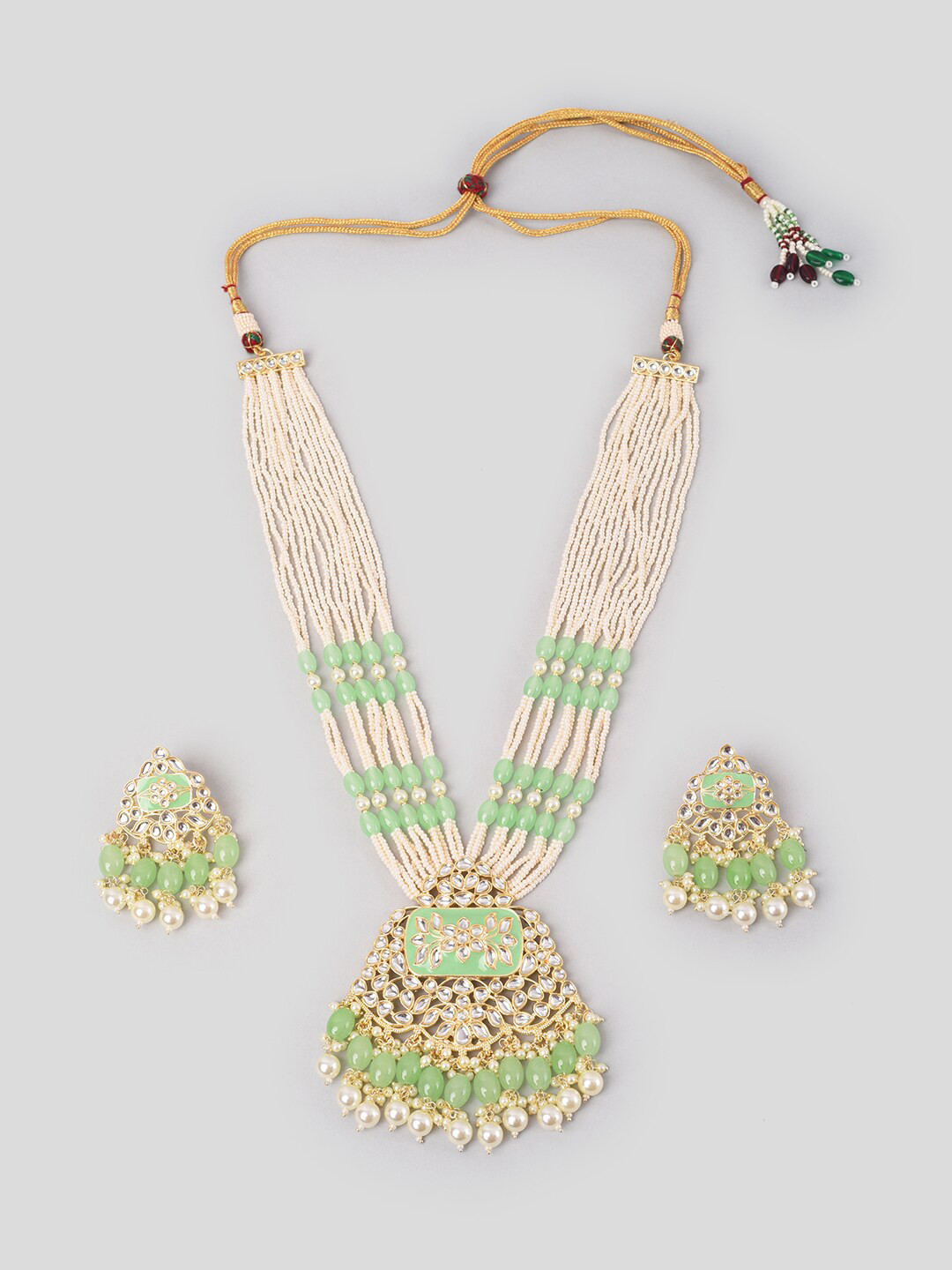 

Phuljhadi Gold Plated Stone Studded & Beads Beaded Jewellery Set