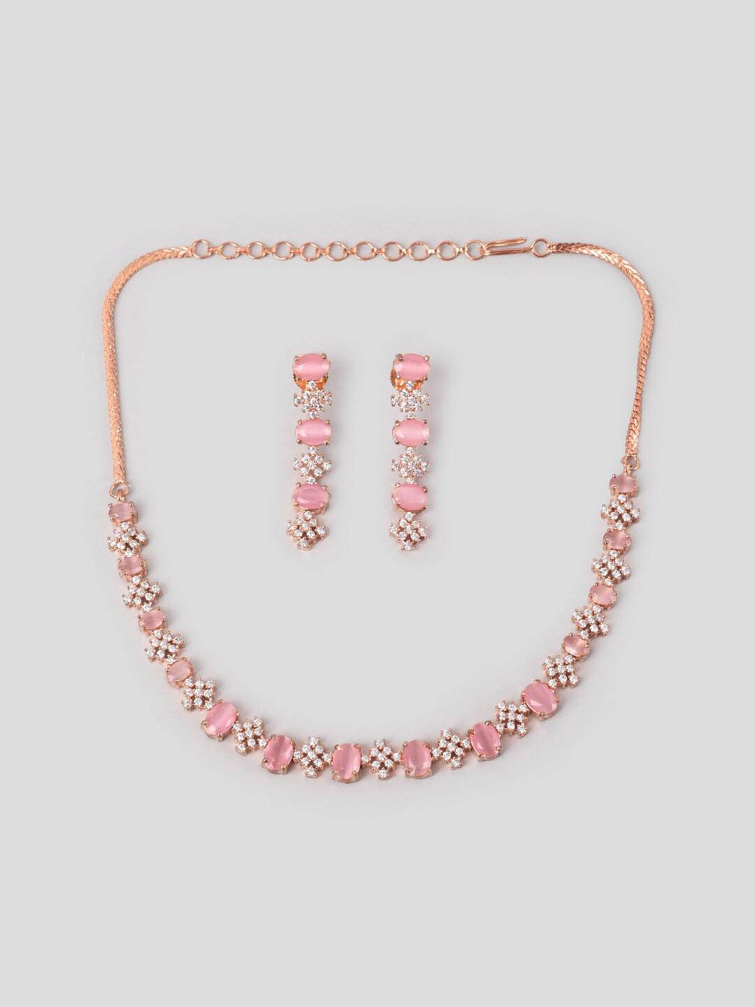 

phuljhadi Gold-Plated Stone-Studded Jewellery Set, Rose gold