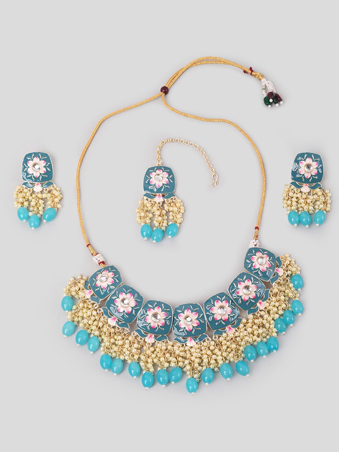 

phuljhadi Gold-Plated Stone-Studded Jewellery Set