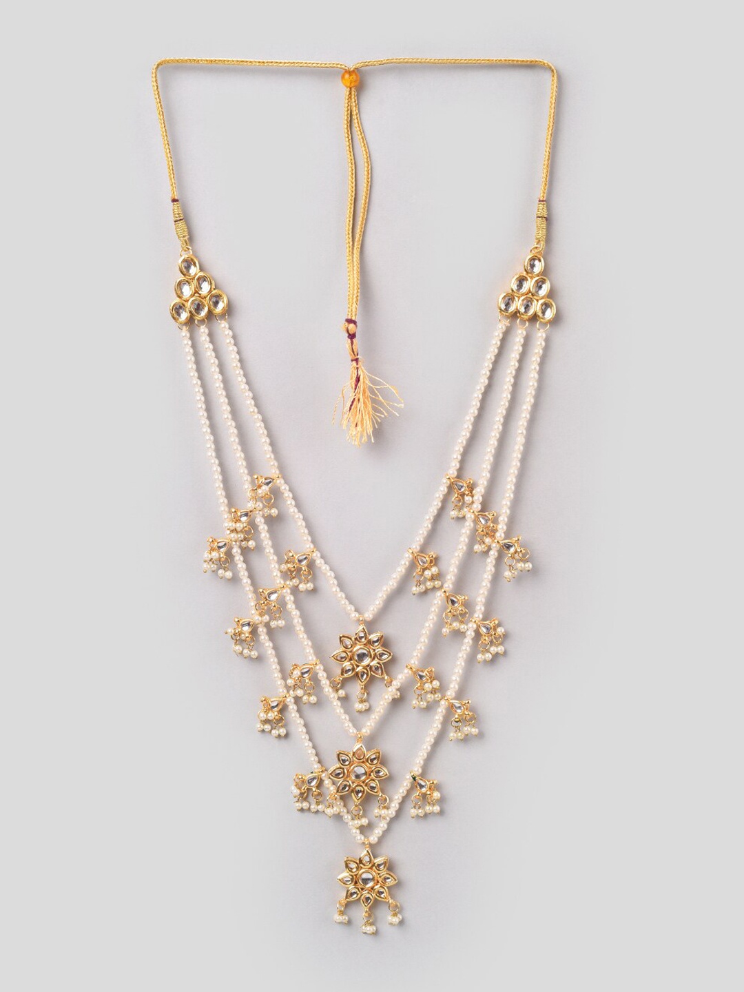 

Phuljhadi Gold-Plated Kundan Studded & Beads Beaded Layered Necklace Jewellery Set