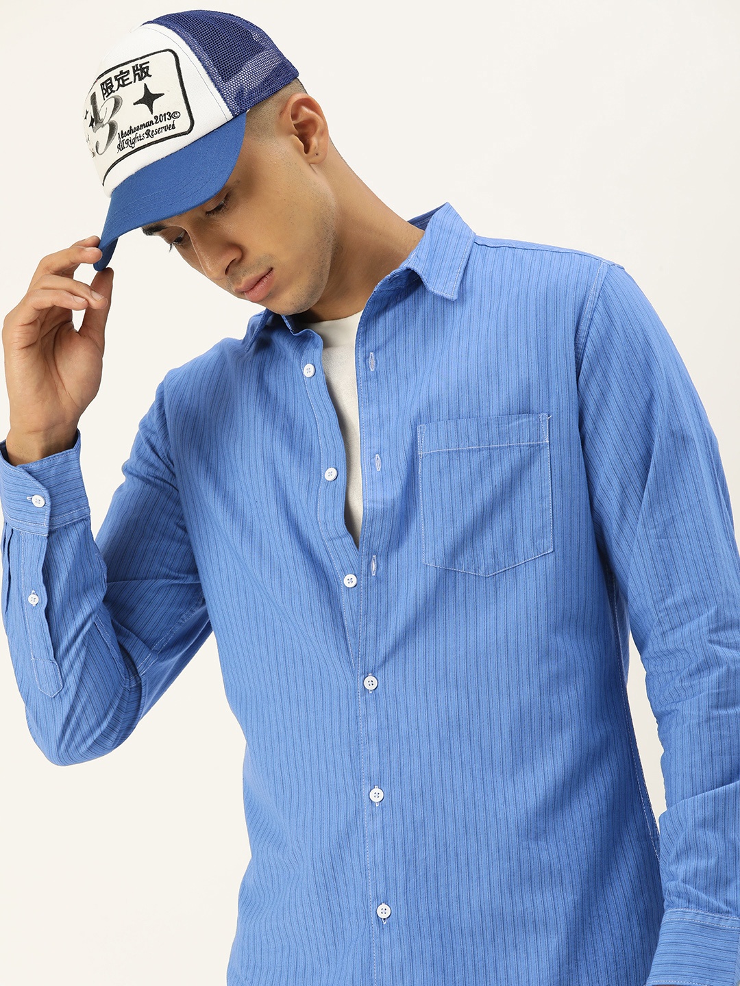 

Kook N Keech Men Relaxed Opaque Striped Casual Shirt, Blue