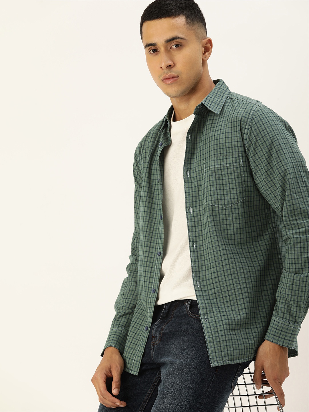 

Kook N Keech Men Relaxed Opaque Checked Casual Shirt, Green