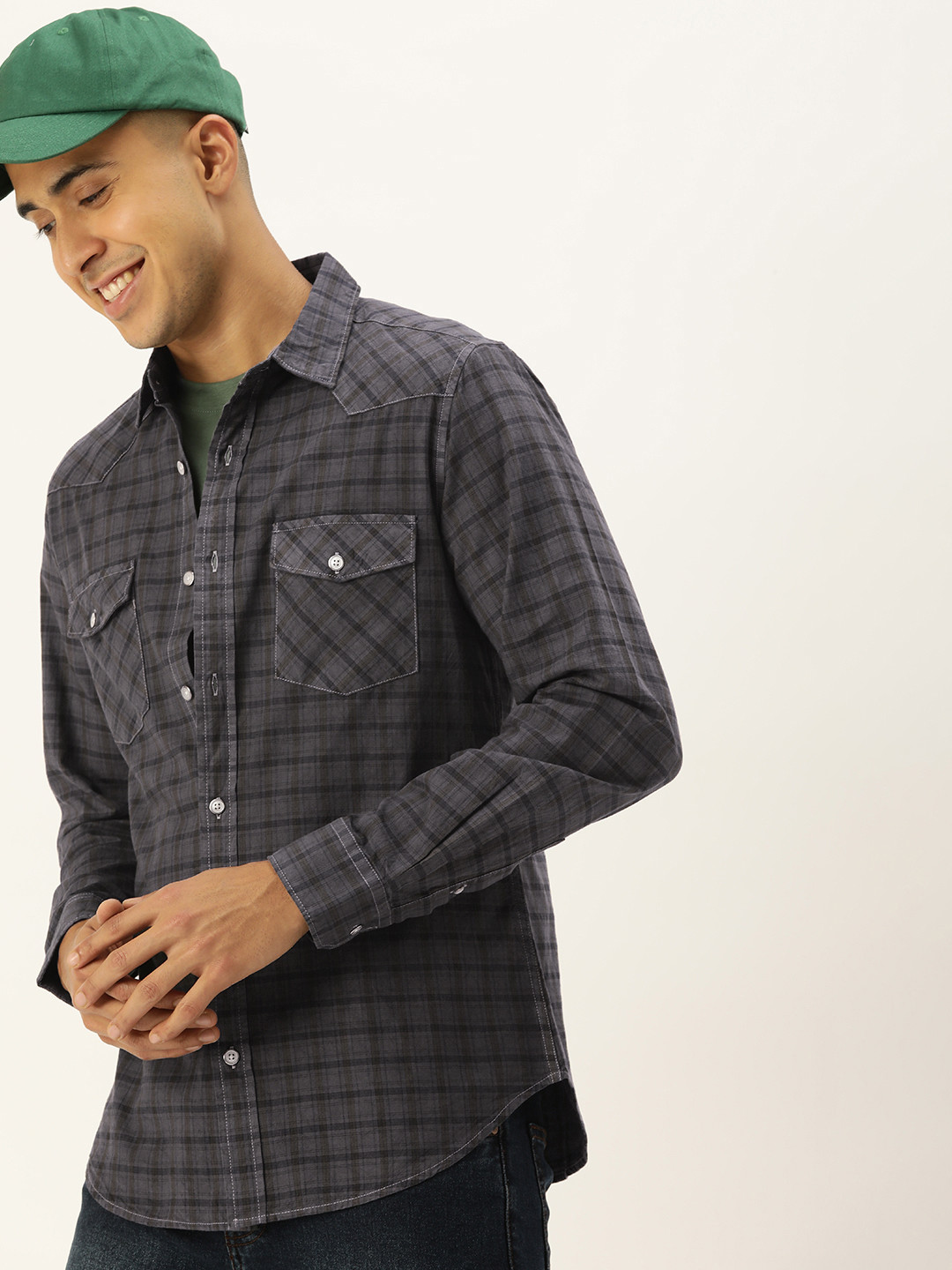 

Kook N Keech Men Relaxed Opaque Checked Casual Shirt, Grey
