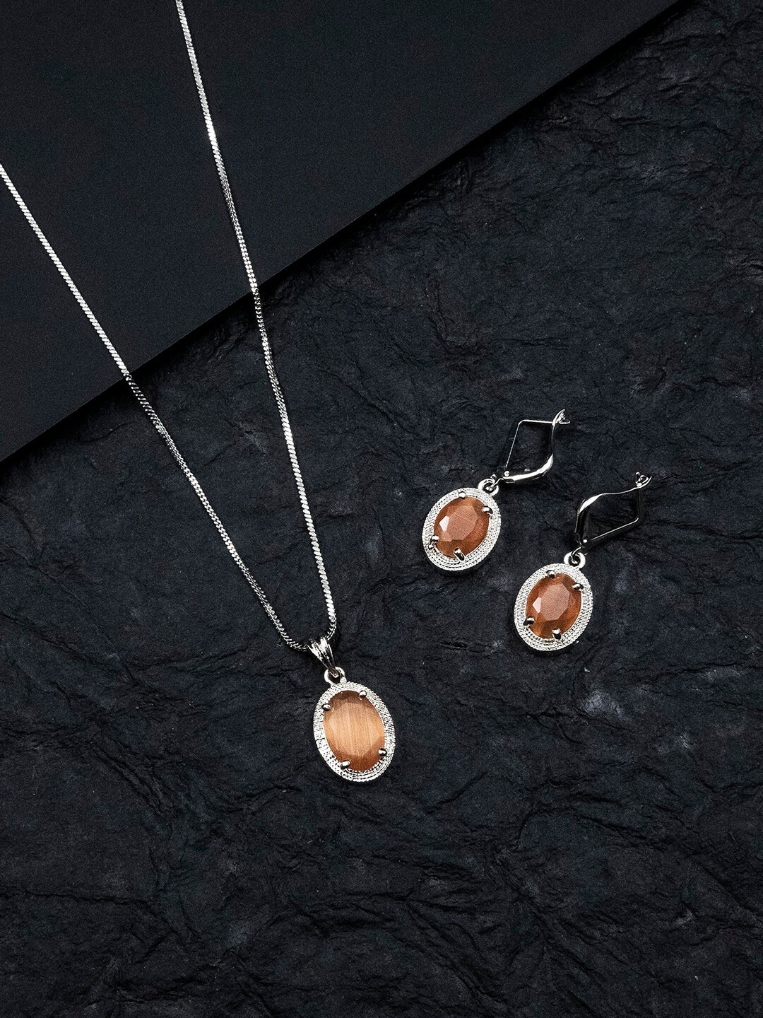

StileAdda Silver-Plated Pendant Sets, Orange