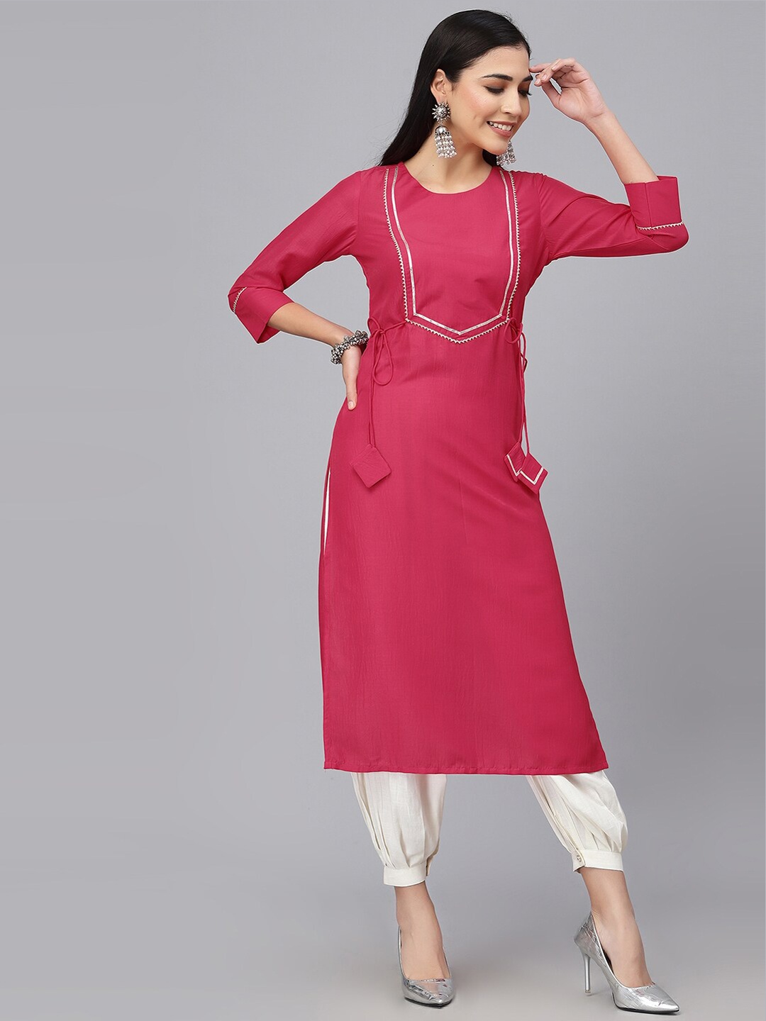 

KALINI Gotta Patti Three-Quarter Kurta, Pink