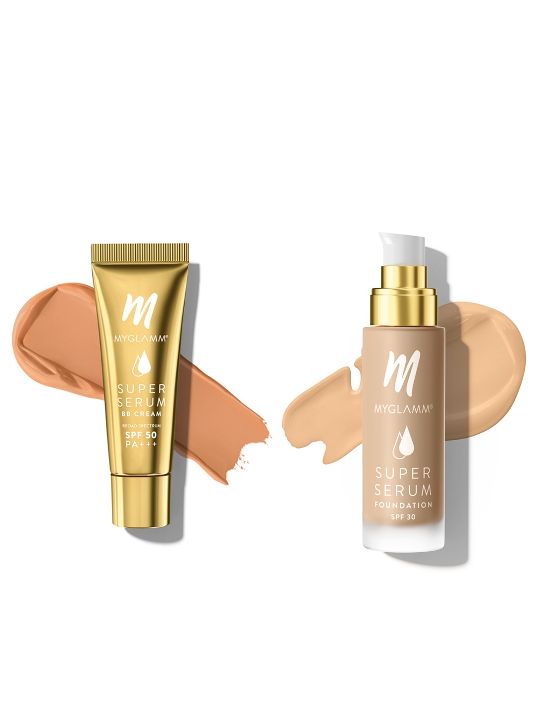 

MyGlamm Super Serum SPF 50 PA+++ BB Cream 30g-Pine 201 & SPF 30 Foundation 33g- Sunny 202W, Beige