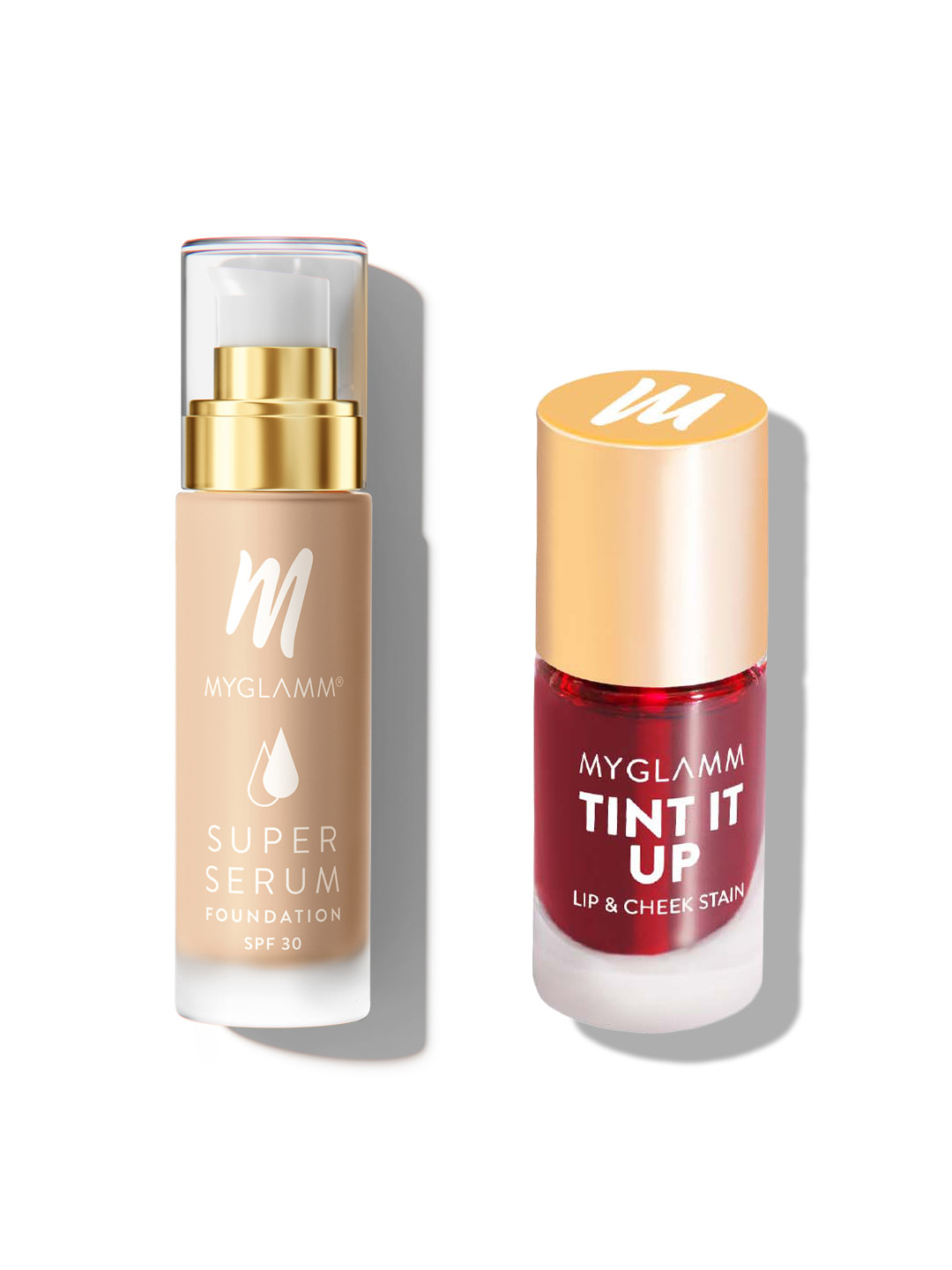 

MyGlamm Tint It Up Lip & Cheek Stain- Fever & Super Serum SPF 30 Foundation- Biscuit 301N, Beige