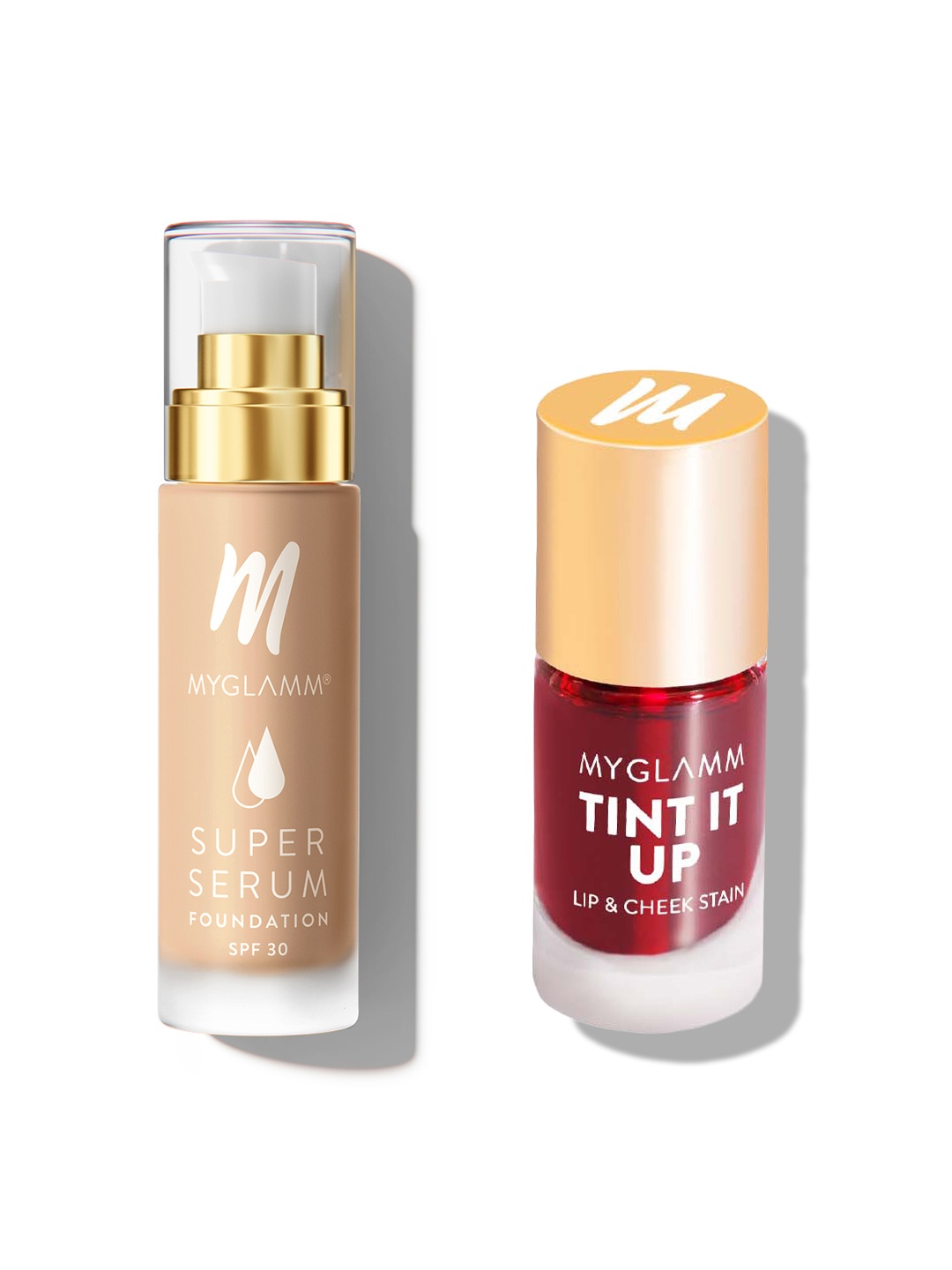 

MyGlamm Tint It Up Lip & Cheek Stain- Fever & Super Serum SPF 30 Foundation- Wheat 302W, Beige