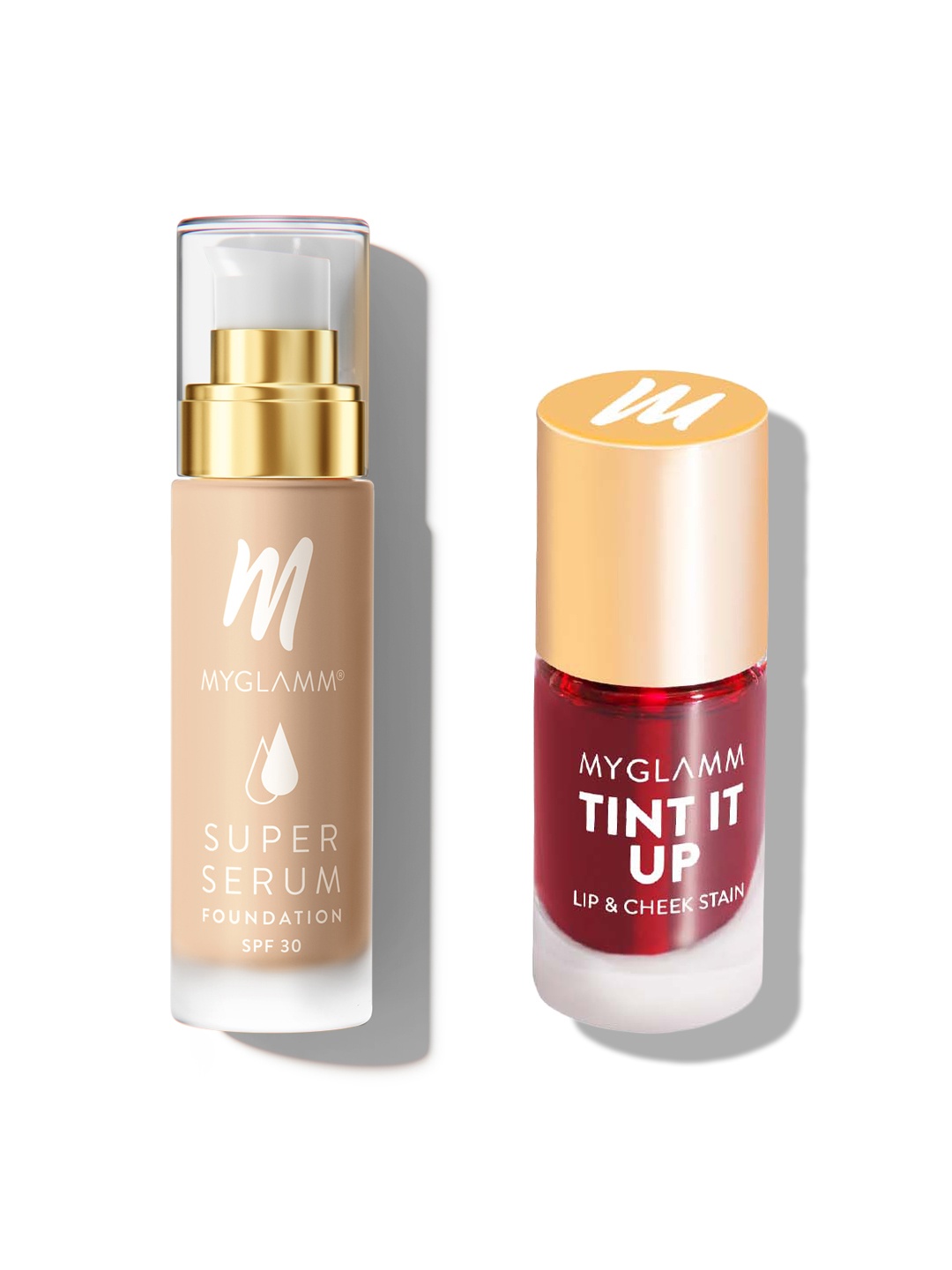 

MyGlamm Tint It Up Lip & Cheek Stain- Fever & Super Serum SPF 30 Foundation- Toffee 401W, Beige