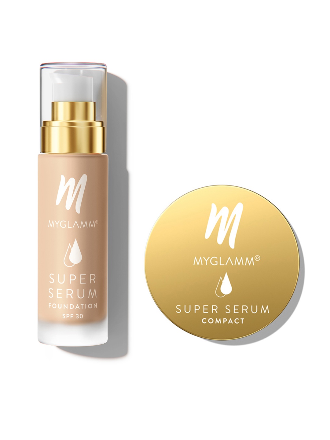 

MyGlamm Super Serum Hydrating Compact Powder- Beige 102W & SPF 30 Foundation- Rosette 101C