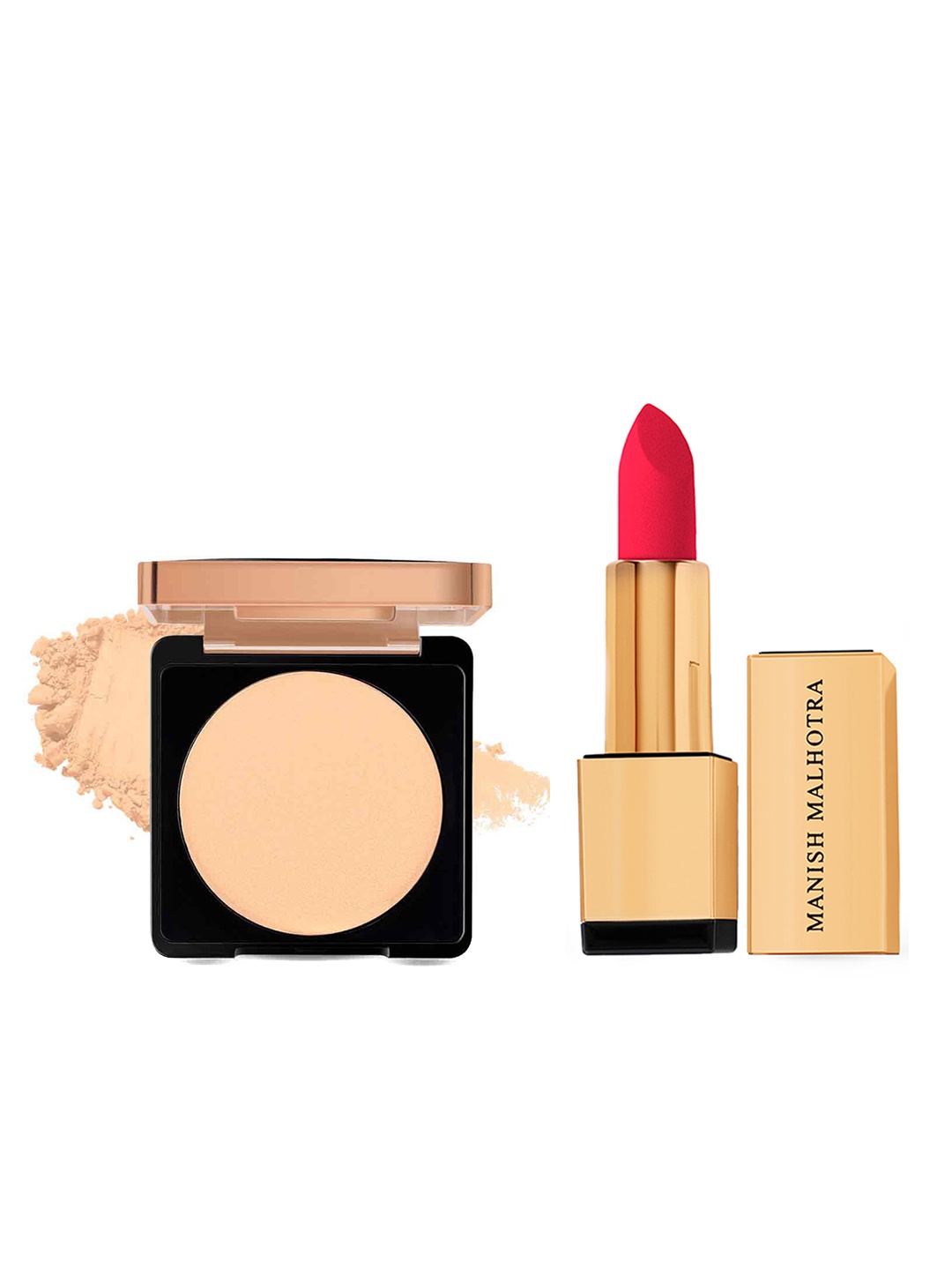 

MyGlamm Manish Malhotra Powder Matte Lipstick & Compact Powder Combo, Beige