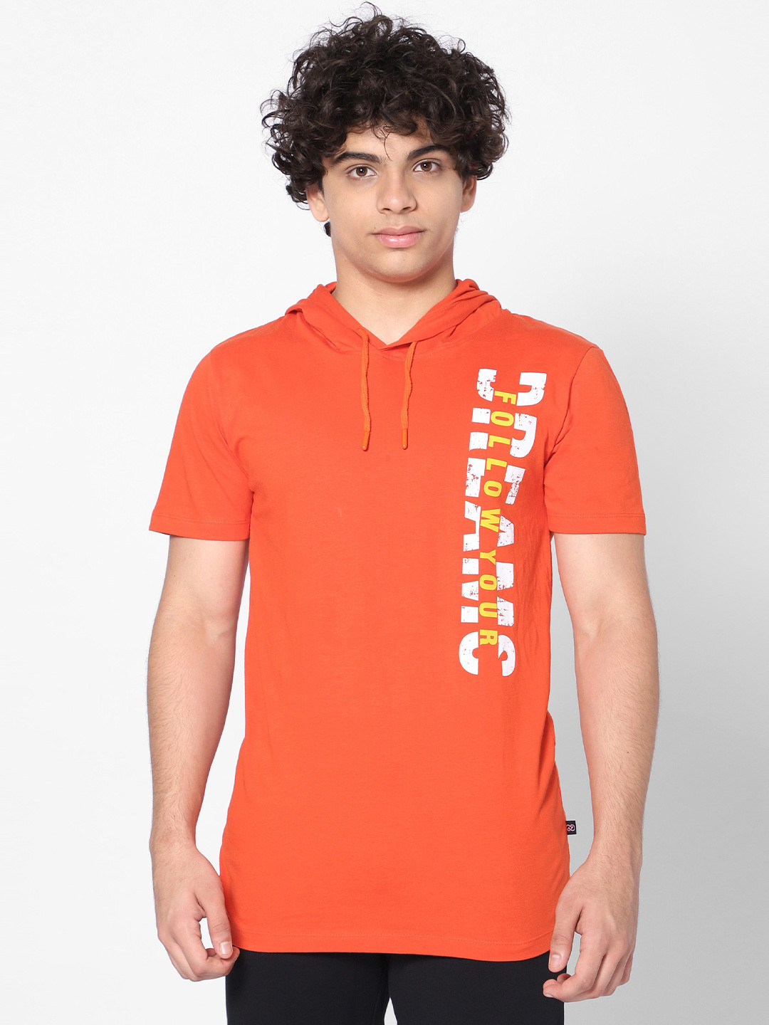 

TeenTrums Graphic Printed Hooded Pure Cotton Loose T-shirt, Black