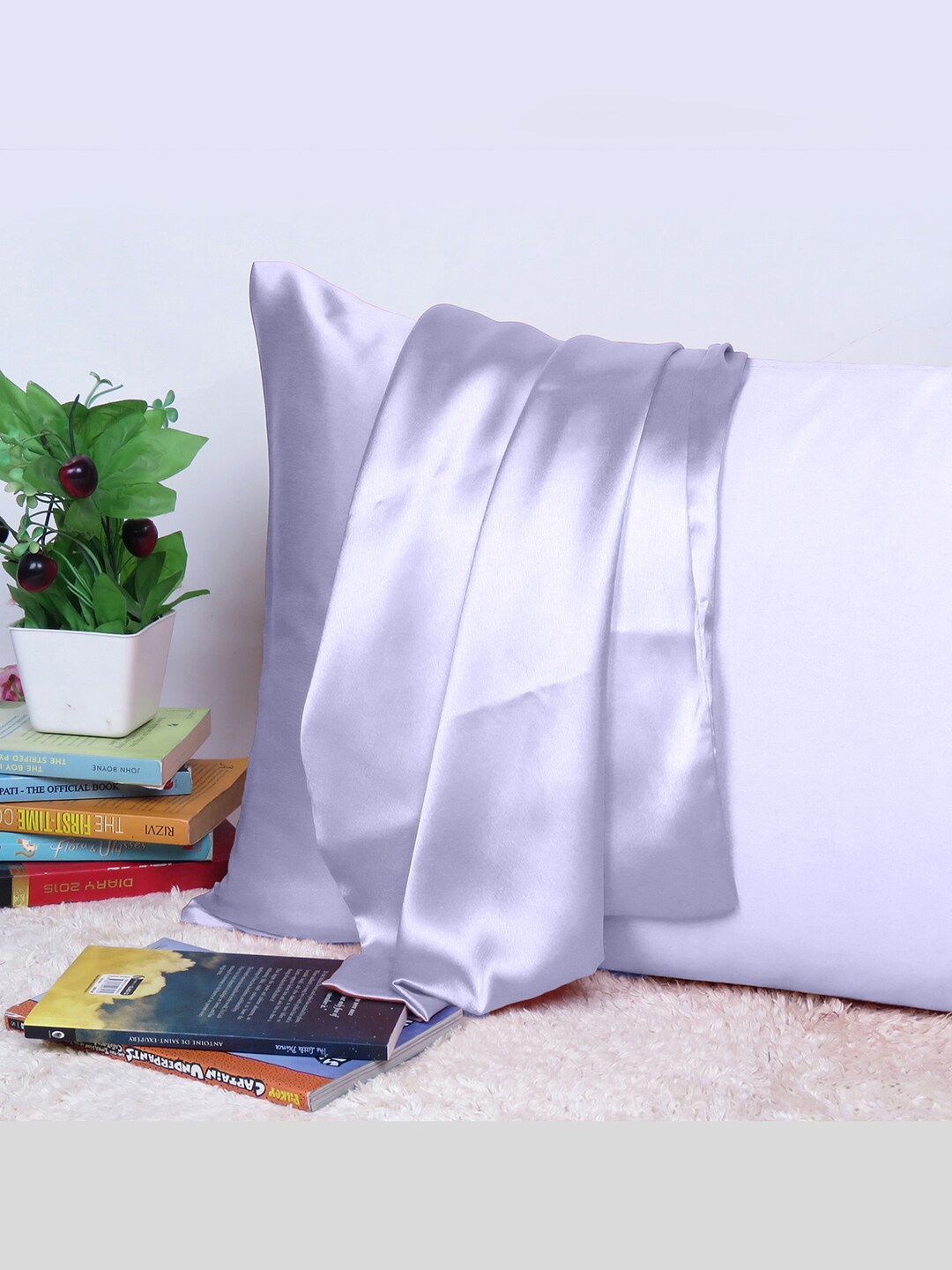 

OUSSUM Riara Purple Satin Rectangular Pillow Cover