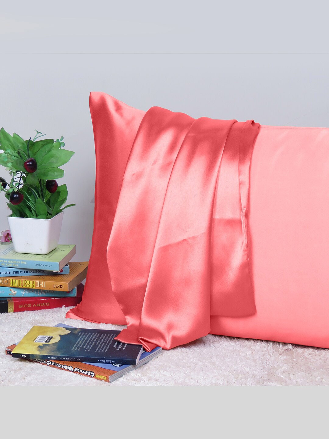 

OUSSUM Riara Parasite Pink Single Satin Rectangular Pillow Cover