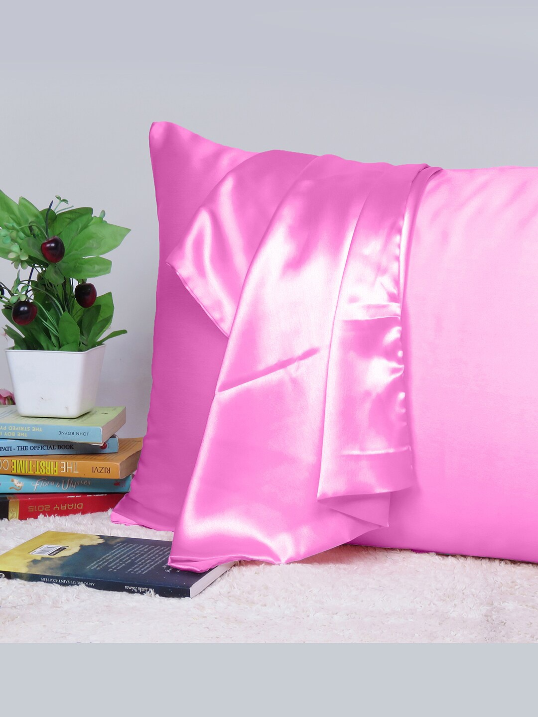 OUSSUM Riara Camellia Rose Satin Rectangular Pillow Cover