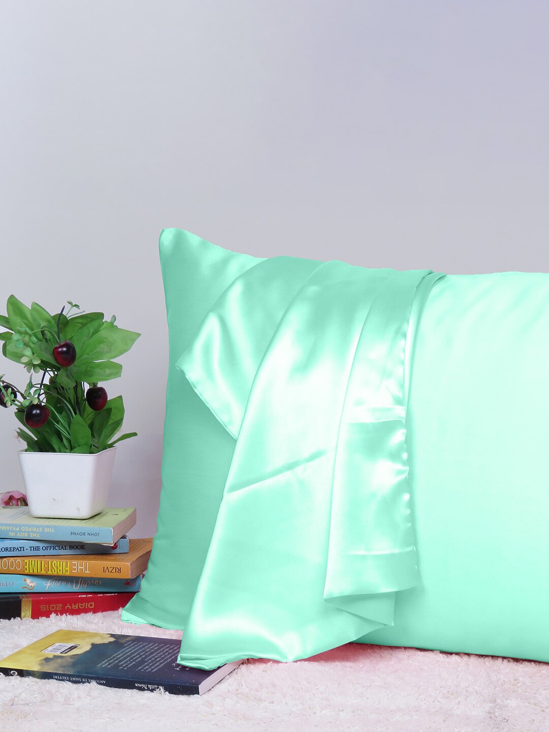 

OUSSUM Riara Light Green Satin Rectangular Pillow Cover