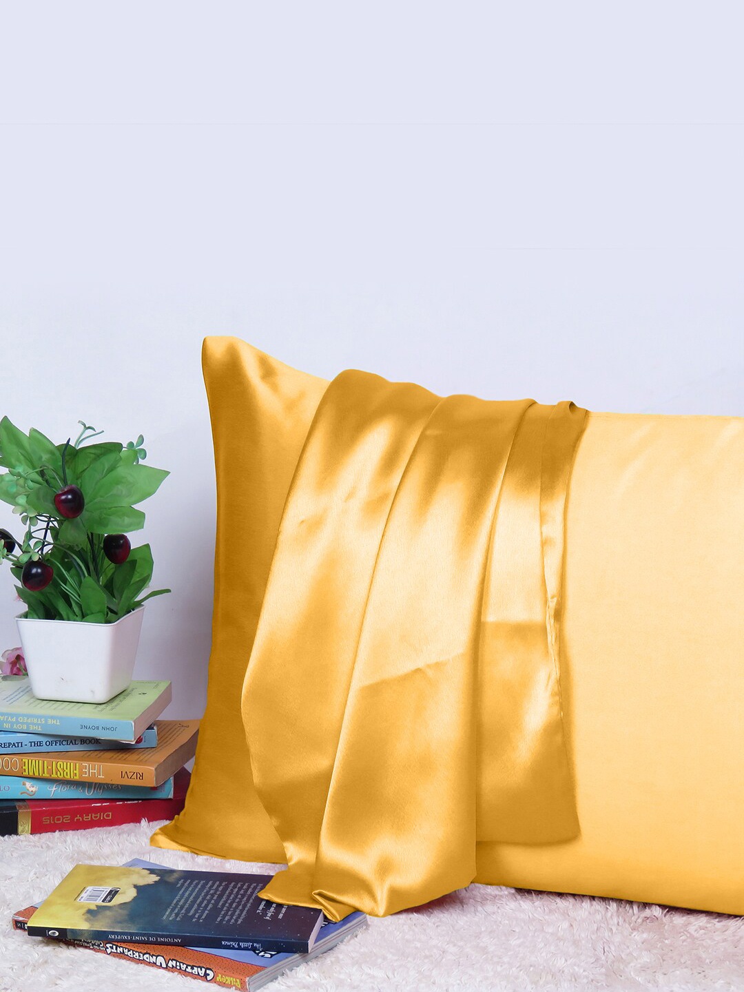 

OUSSUM Riara Tan Yellow Satin Rectangular Pillow Cover
