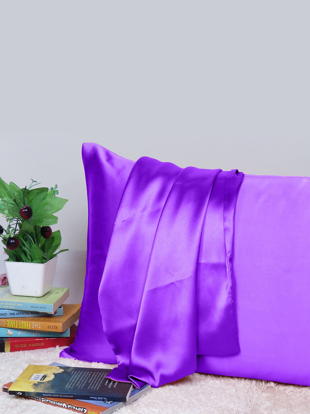 

OUSSUM Violet Satin Single Decorative Pillow Cover