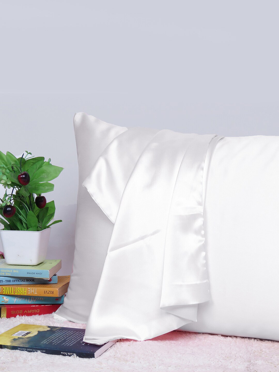 

OUSSUM White Satin Single Decorative Pillow Cover