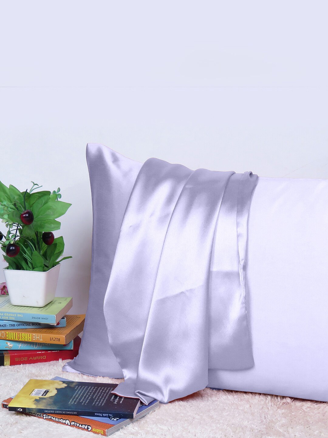 

OUSSUM Purple Satin Pillow Cover