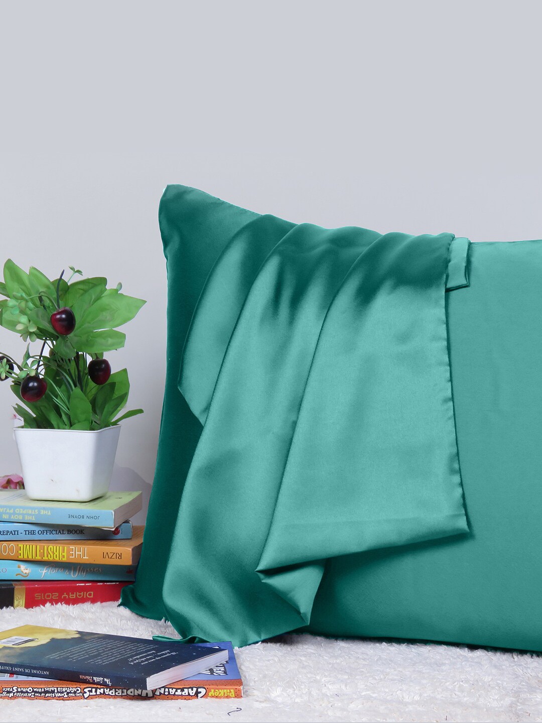 

OUSSUM Teal Satin Bedroom Pillow Cover