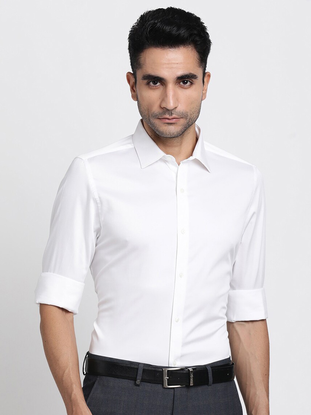 

Turtle Premium Spread Collar Slim Fit Cotton Party Shirt, White