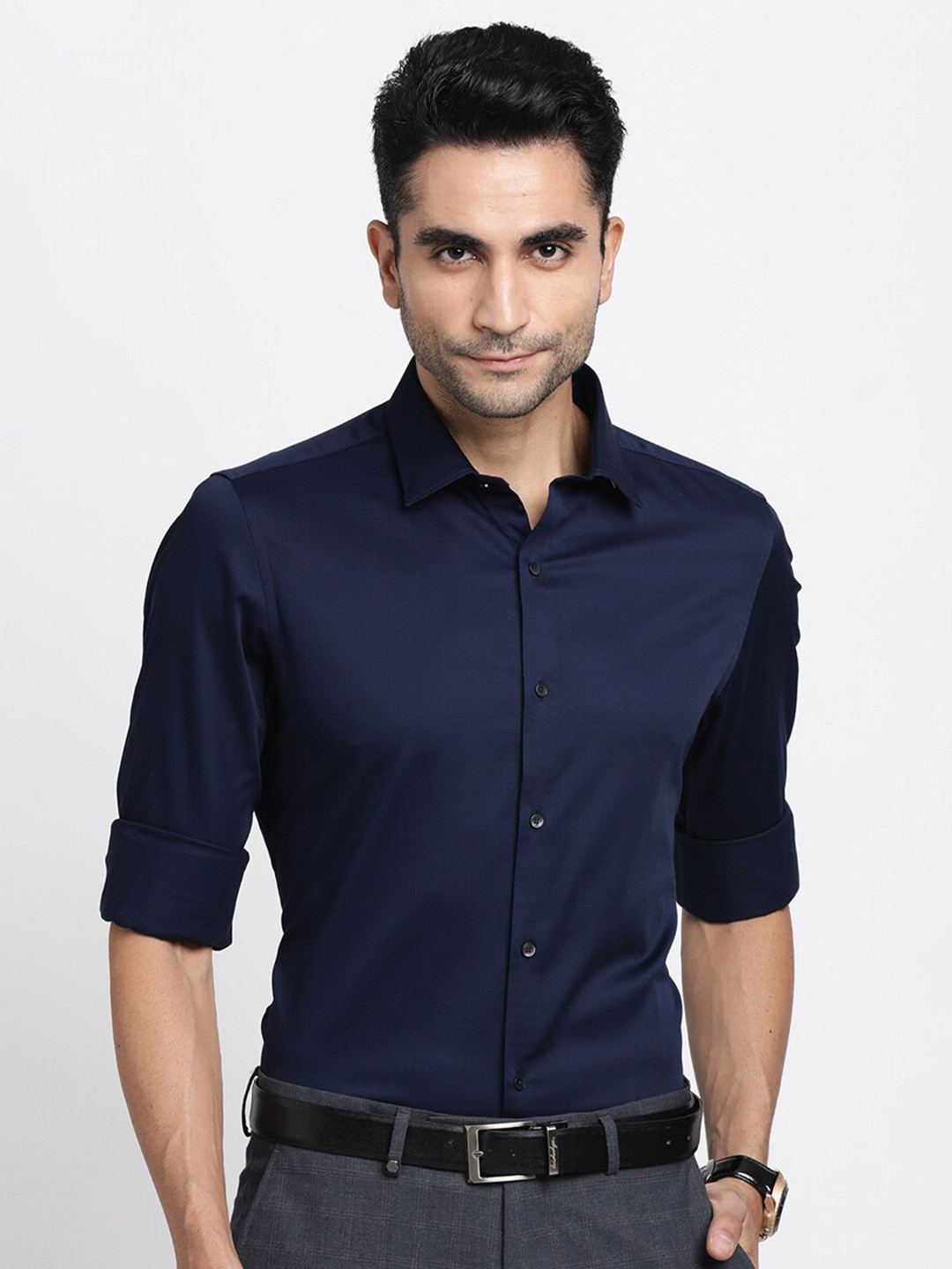 

Turtle Premium Slim Fit Long Sleeves Formal Shirt, Navy blue