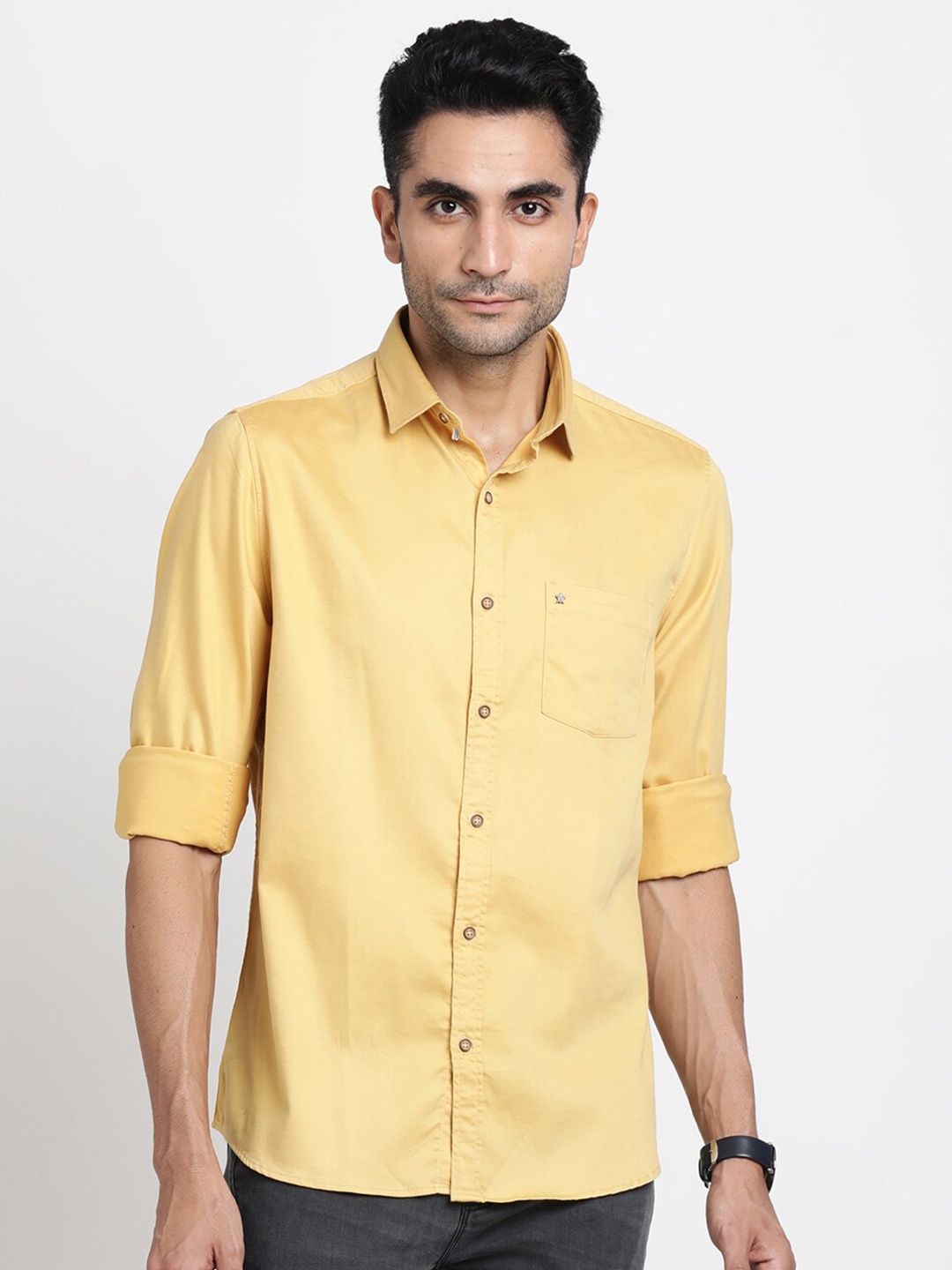 

Turtle Relaxed Slim Fit Long Sleeves Casual Shirt, Yellow