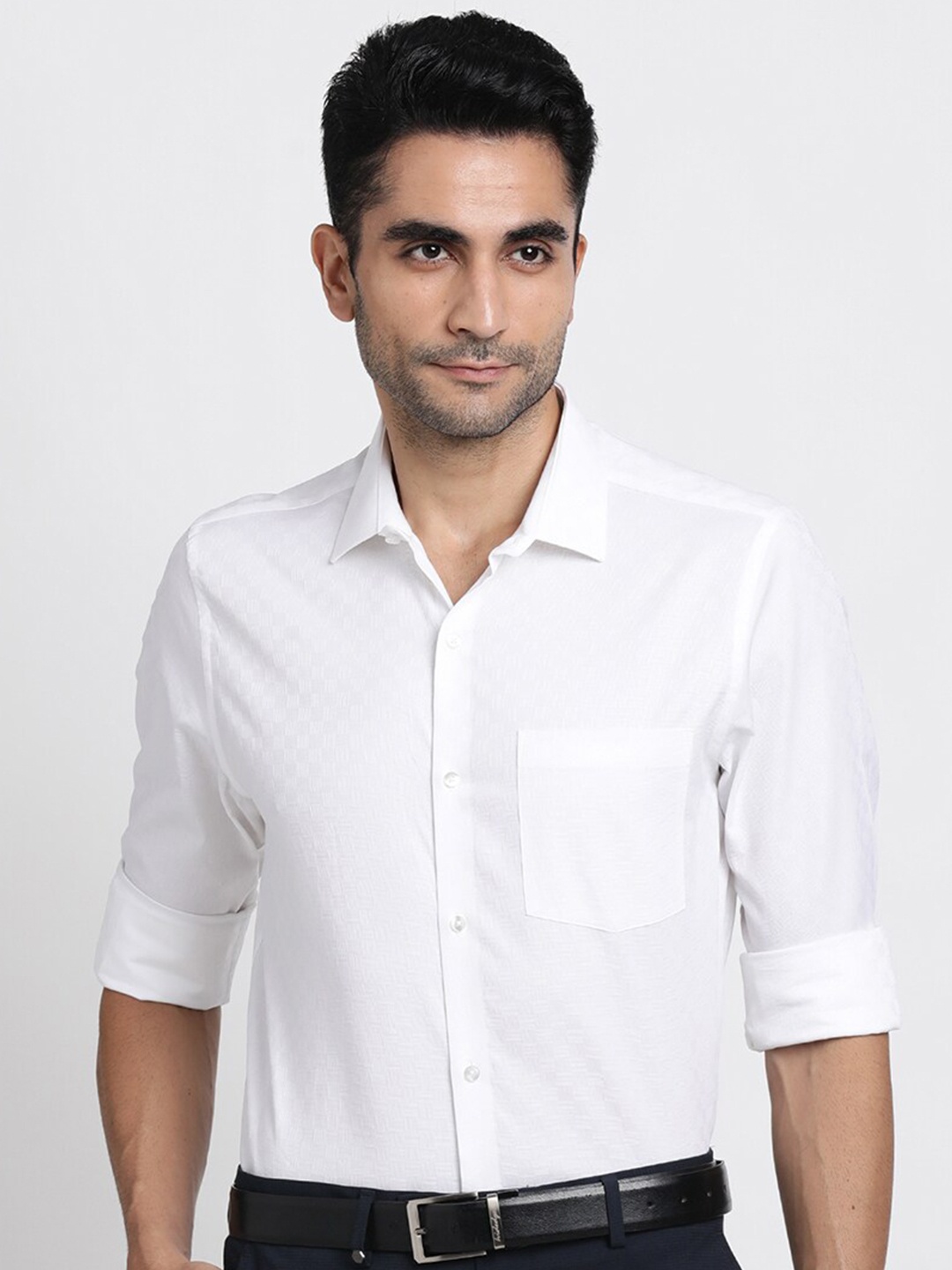 

Turtle Spread Collar Modern Slim Fit Pure Cotton Formal Shirt, White