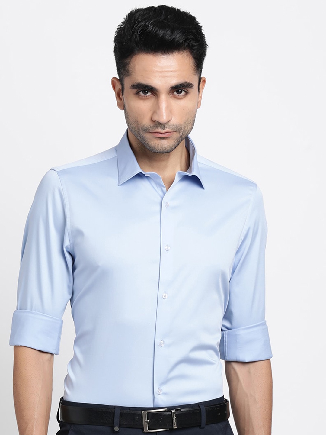 

Turtle Premium Spread Collar Slim Fit Cotton Party Shirt, Blue