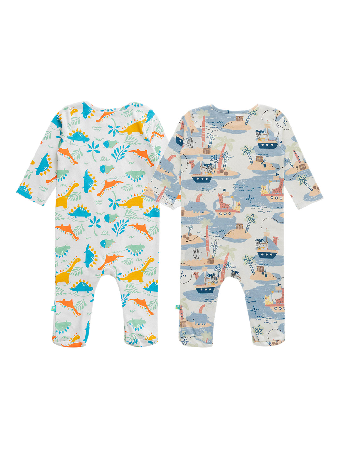 

JusCubs Infant Boys Pack of 2 Printed Cotton Sleepsuit, White