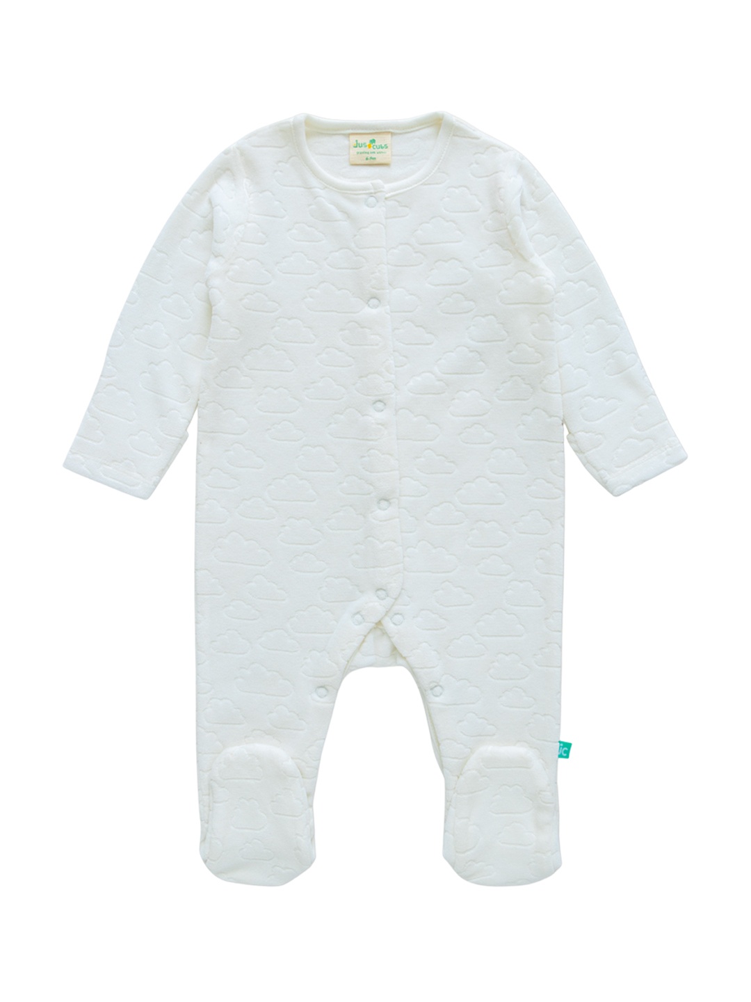 

JusCubs Infants Self Design Sleepsuit, White