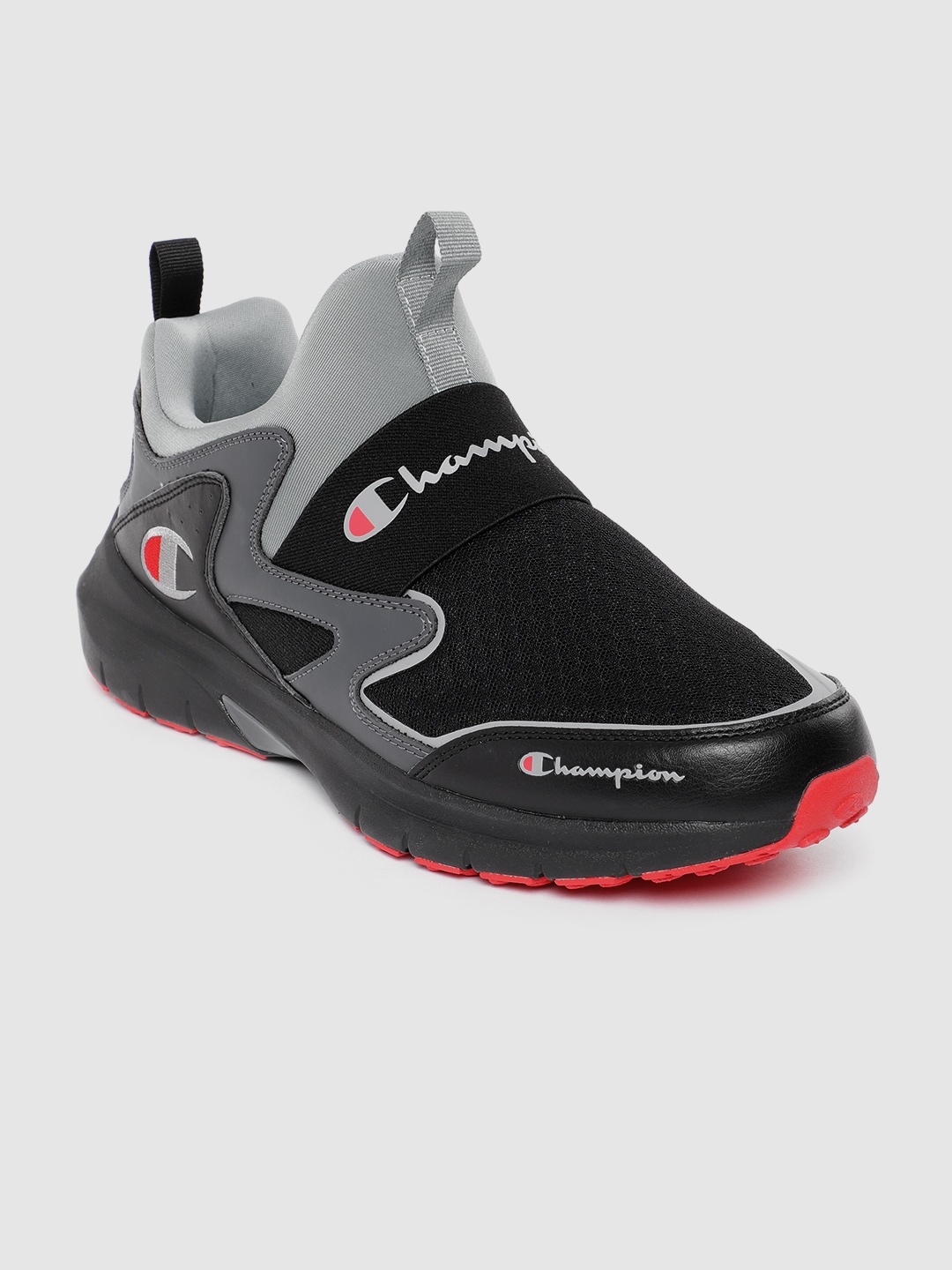 

Champion Men Colourblocked & Woven Design Sneakers, Black