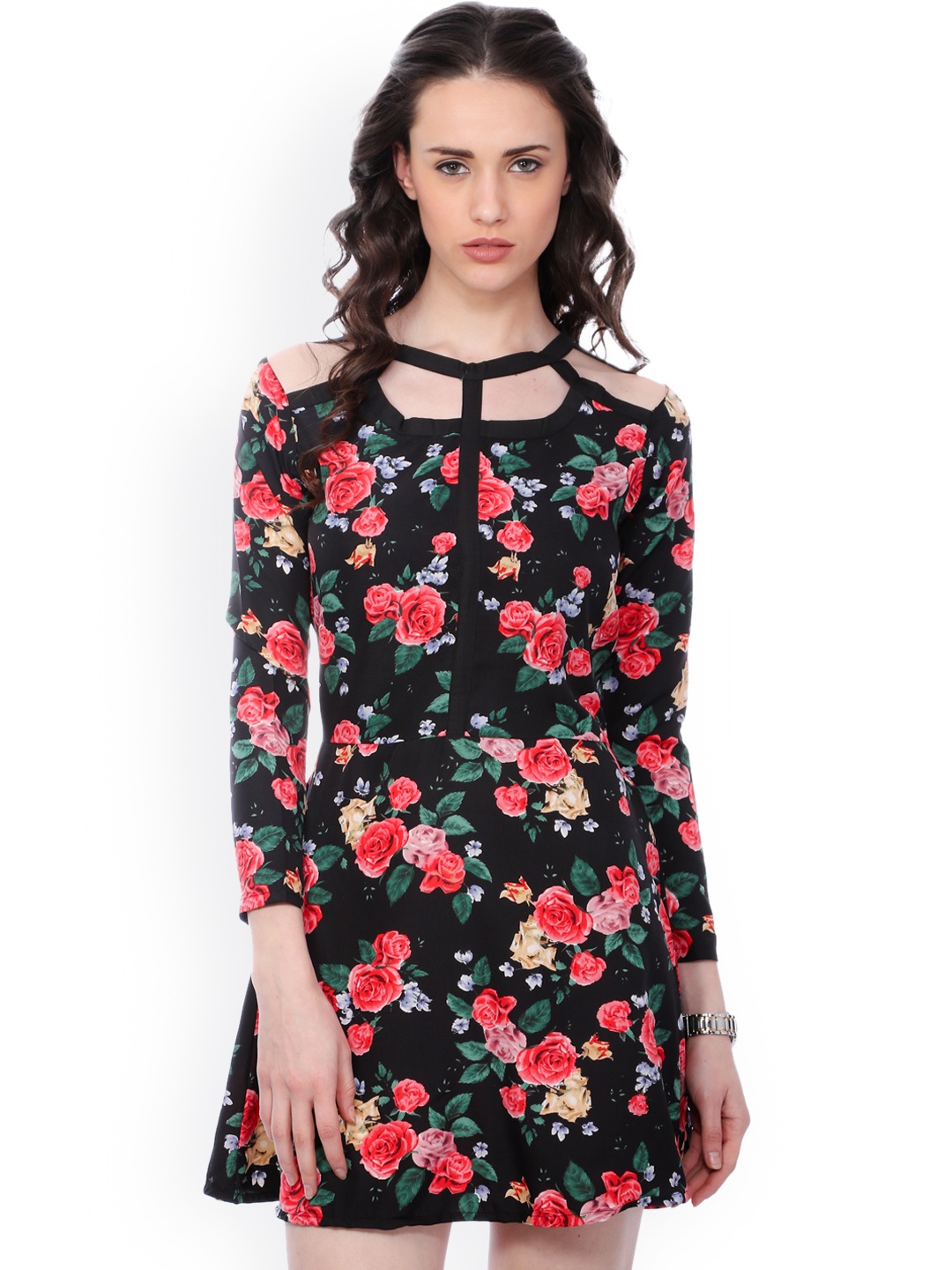 

SCORPIUS Women Black Printed Sheath Dress