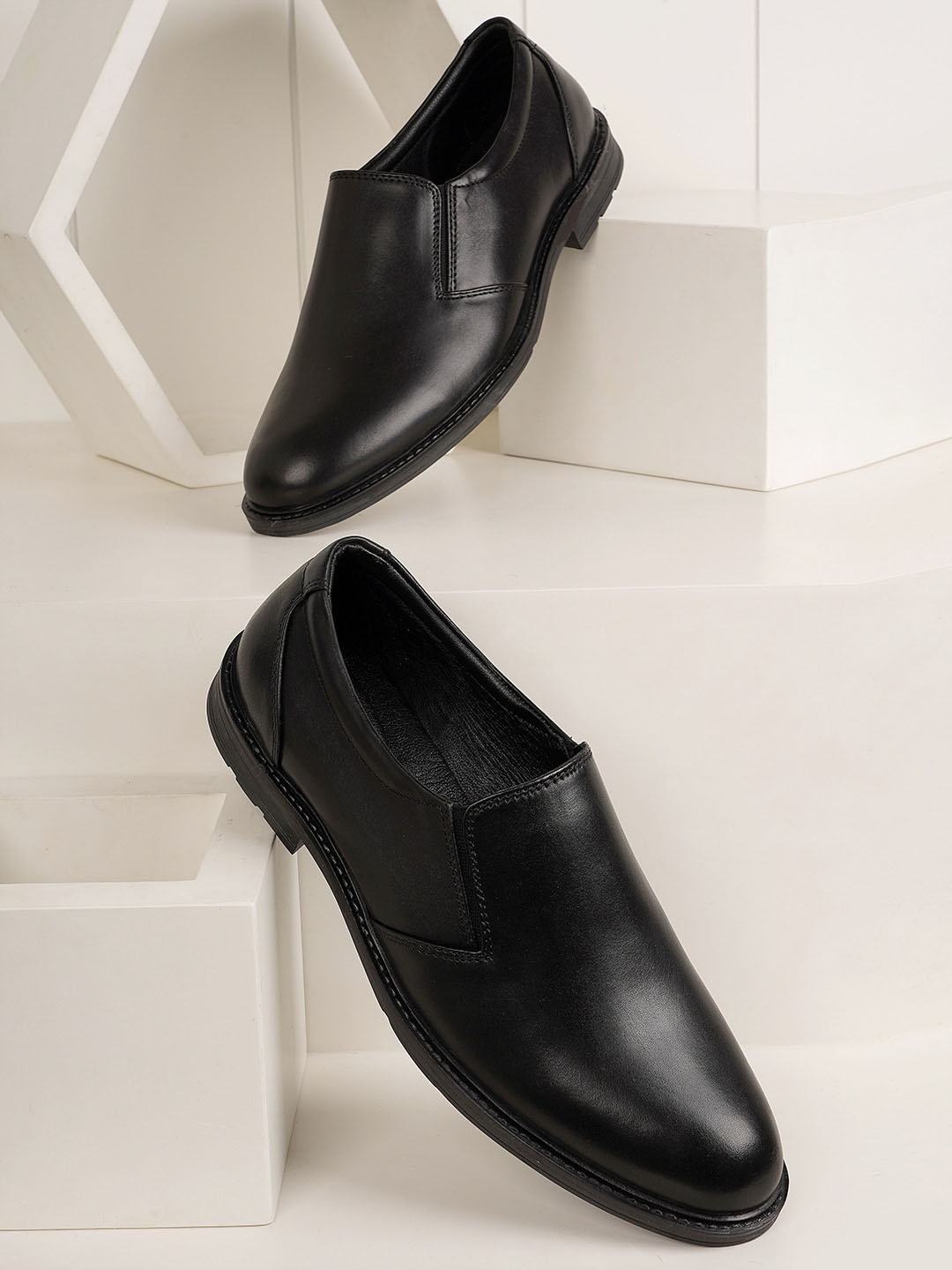 

Style Shoes Men Leather Formal Slip-On Shoes, Black
