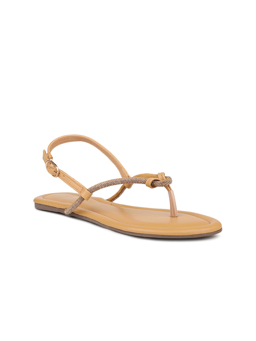 

Inc 5 Embellished Open Toe Flats With Backstrap, Beige