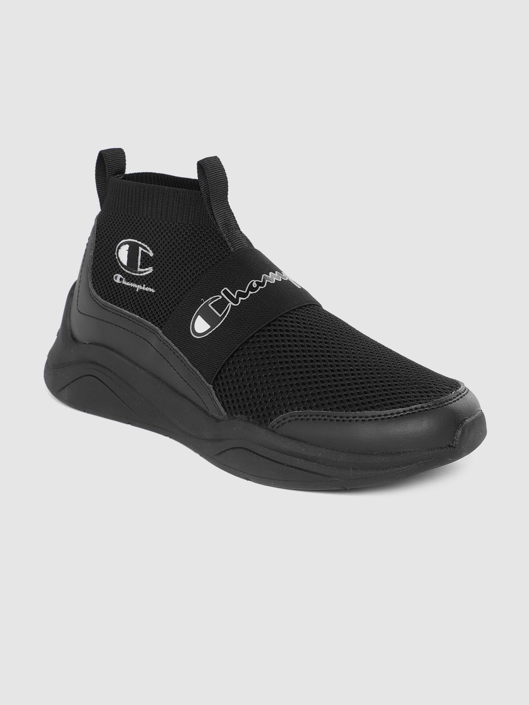 

Champion Women Woven Design Brand Logo Printed Mid-Top Lady Legend Sneakers, Black