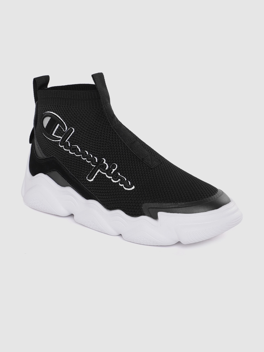 

Champion Women Woven Design Brand Logo Embossed MELOSO RF Mid-Top Sneakers, Black