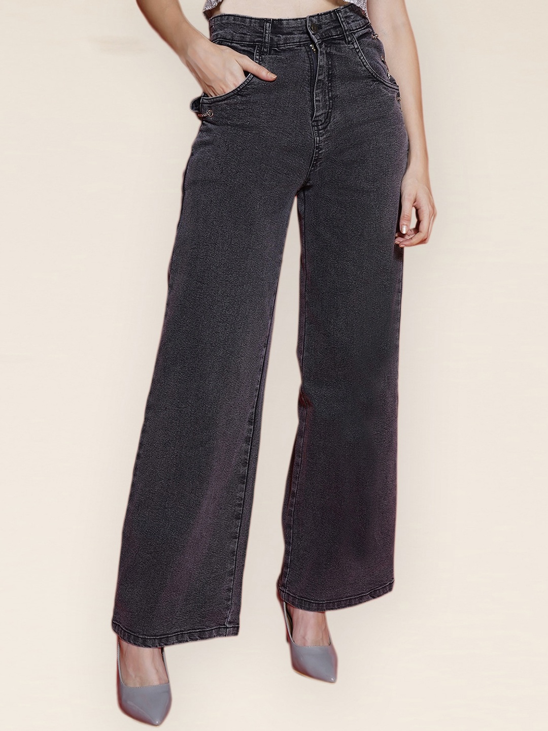 

VESTIDO MODAS Women Straight Fit High-Rise Clean Look Stretchable Jeans, Black