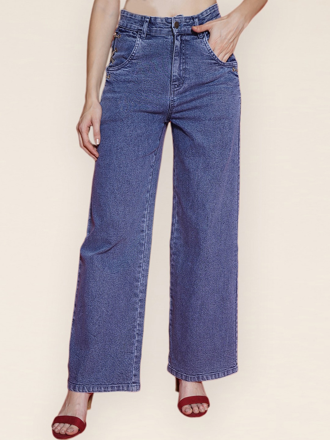 

VESTIDO MODAS Women Straight Fit High-Rise Stretchable Jeans, Blue