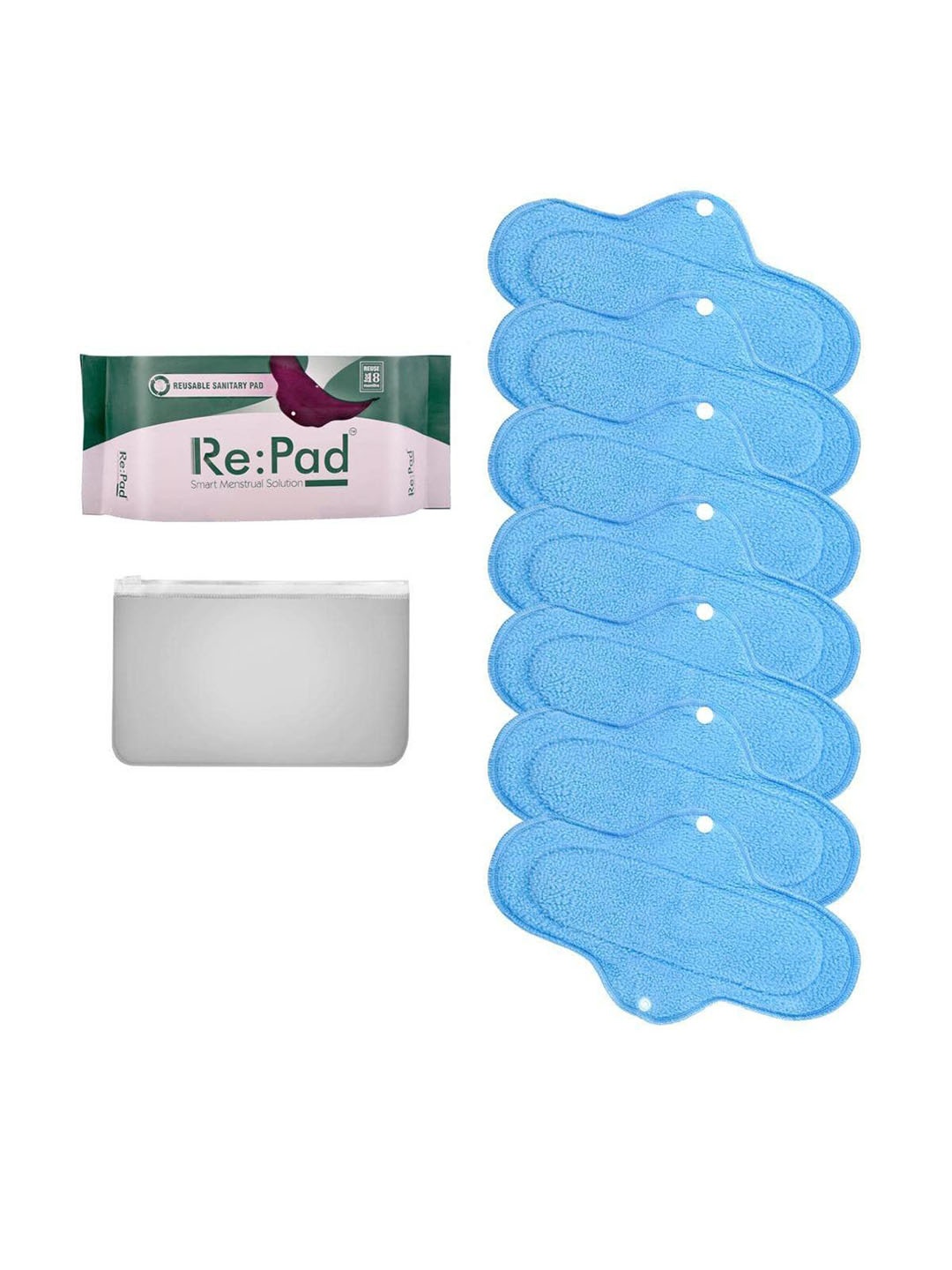 

RePad Set Of 7 Reusable Sanitary Pad, Blue