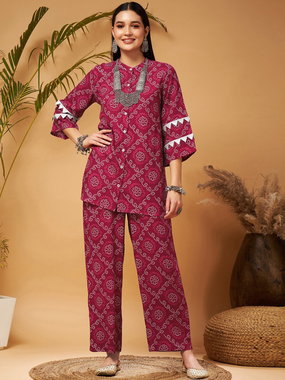 

Shae by SASSAFRAS Ethnic Motifs Printed Co-ords, Fuchsia